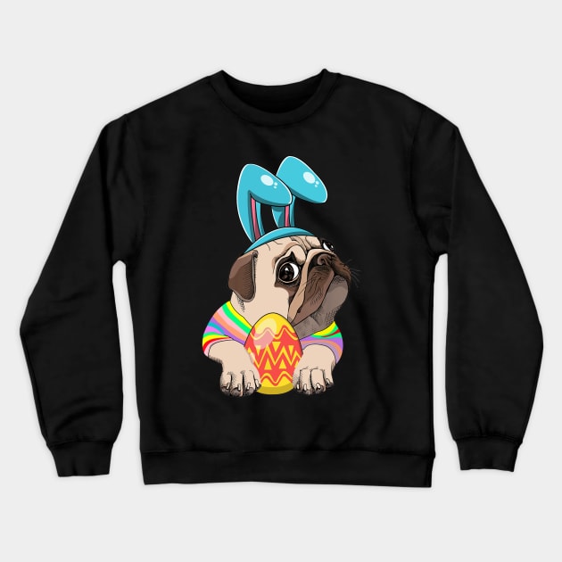 Funny pug egg Easter day dog costume Gift Boys Girls Kids Crewneck Sweatshirt by Lorelaimorris